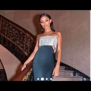 Meshki diamanté open sides and back strapless satin